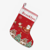 Schattigee Santa Claus Sleigh Reindeer Tree Ginger Kleine Kerstsok (Voorkant (Hangend))