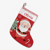 Schattigee Santa Claus Tree Candy Cane Red Gingham Kleine Kerstsok (Voorkant (Hangend))