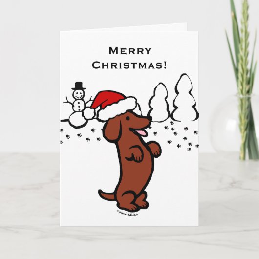 Schattigee Santa Dachshund kerst Kaarten (Voorkant)
