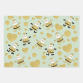 Schattigee Santa Gold Hearts Inpakpapier Vel (Voorkant 3)