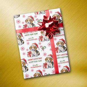 Schattigee Santa Hat Beagle Puppy Kerstmis Cadeaupapier