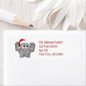 Schattigee Santa Hat Olifant - Kerst Adresetikette Etiket (Insitu)