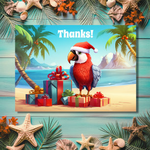 Schattigee Santa Parrot Tropical Beach Kerst Bedankkaart