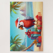 Schattigee Santa Parrot Tropical Beach Kerst Legpuzzel (Verticaal)