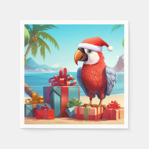 Schattigee Santa Parrot Tropical Beach Kerst Servet
