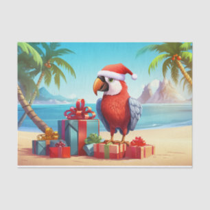 Schattigee Santa Parrot Tropical Beach Kerst Tissuepapier