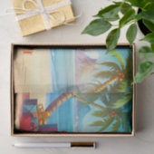 Schattigee Santa Parrot Tropical Beach Kerst Tissuepapier (Geschenk)