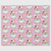 Schattigee Santa Pink Christmas Snowflakes Cadeaupapier (Vlak)