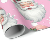 Schattigee Santa Pink Christmas Snowflakes Cadeaupapier (Rol Hoek)