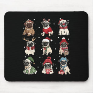 Schattigee Santa Pug Funny Xmas Lights Dogs Lover Muismat