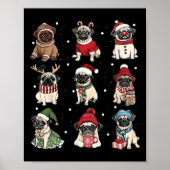 Schattigee Santa Pug Funny Xmas Lights Dogs Lover Poster (Voorkant)