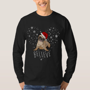 Schattigee Santa Pug Merry Pugmas Sneeuwvlok Xmas T-shirt
