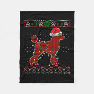 Schattigee Santa Red Plaid Poodle Light Lelijke Ke Fleece Deken
