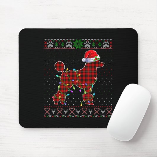 Schattigee Santa Red Plaid Poodle Light Lelijke Ke Muismat (Met muis)