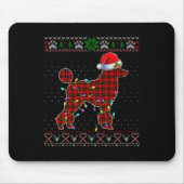 Schattigee Santa Red Plaid Poodle Light Lelijke Ke Muismat (Voorkant)