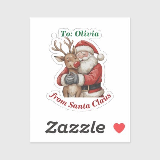 Schattigee Santa & Reindeer Hug Custom Vinyl Kerst Sticker (Vel)