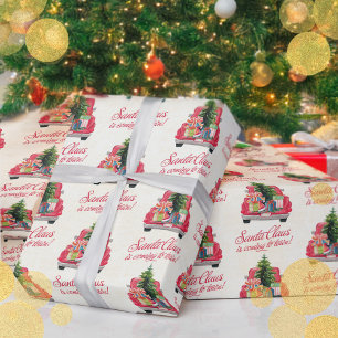 Schattigee Santa rode vrachtwagen met geschenken Cadeaupapier