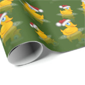Schattigee Santa Rubber Duck op donkergroene achte Cadeaupapier (Rol Hoek)