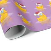 Schattigee Santa Rubber Duck op Lavendel Achtergro Cadeaupapier (Rol Hoek)