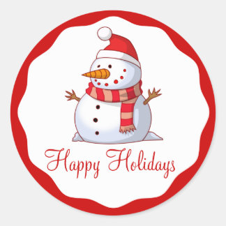Schattigee Santa Sneeuwman Happy Holiday Kinder Ke Ronde Sticker