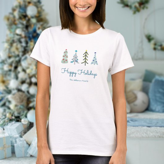 Schattigee Scandinavische kerstbomen T-shirt
