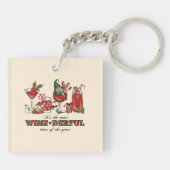 Schattigee Scandinavische kerstkabouters met wijng Sleutelhanger (Achterkant)