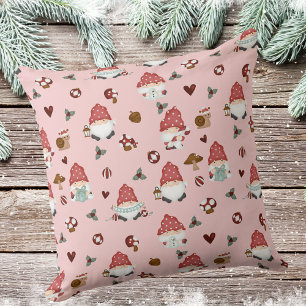 Schattigee Scandinavische Kerstmis Gnomen Roze Kussen