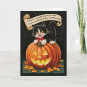 Schattigee Scaredy Cat en pompoen Halloween Feestdagen Kaart (Voorkant)