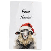 Schattigee Schaap Waterverf Kerstcadeau Tas Medium Cadeauzakje (Achterkant)
