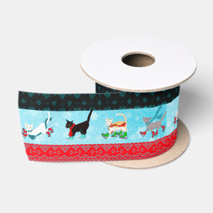 Schattigee schaatskatten en kerstsjaals lint