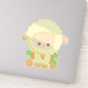Schattigee schapen, kleine schapen, gele schapen,  sticker