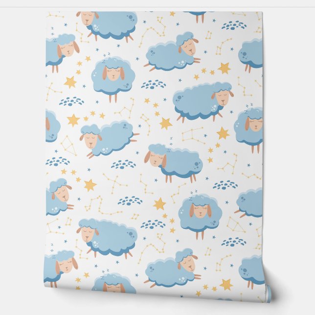 Schattigee schapenpatroonkwekerij behang (Afrollen)