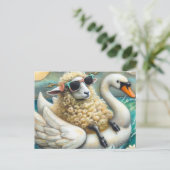Schattigee schapenzwaan Floatie Briefkaart (Staand voorkant)