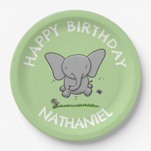 Schattigee schattige baby olifant gepersonaliseerd papieren bordje