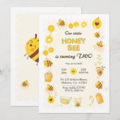 Schattigee schattige Honingbij thema 2e verjaardag Kaart (Voorkant / Achterkant)