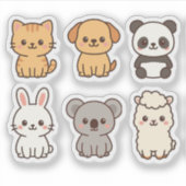 Schattigee schattige kawaii dieren sticker set (Voorkant)