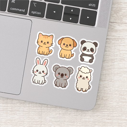 Schattigee schattige kawaii dieren sticker set (Detail)