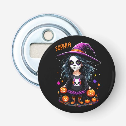 Schattigee Schattige Kawaii Halloween Witch Button Flesopener (Voorkant)