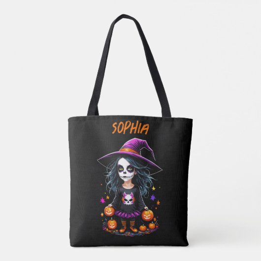 Schattigee Schattige Kawaii Halloween Witch Draagtas (Achterkant)