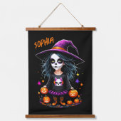 Schattigee Schattige Kawaii Halloween Witch Hangend Wandkleed (Voorkant)