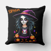 Schattigee Schattige Kawaii Halloween Witch Kussen (Voorkant)