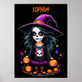 Schattigee Schattige Kawaii Halloween Witch Poster (Voorkant)