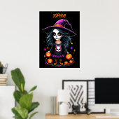 Schattigee Schattige Kawaii Halloween Witch Poster (Thuiskantoor)