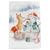 Schattigee schattige Kerstman & Vos Medium Cadeauzakje (Voorkant)