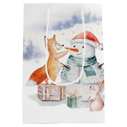 Schattigee schattige Kerstman & Vos Medium Cadeauzakje (Achterkant)