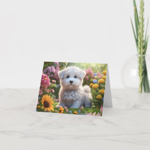 Schattigee Schattige Witte Fluffy Puppy Blank Groe Kaart