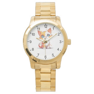 Schattigee Schattige witte kat Horloge