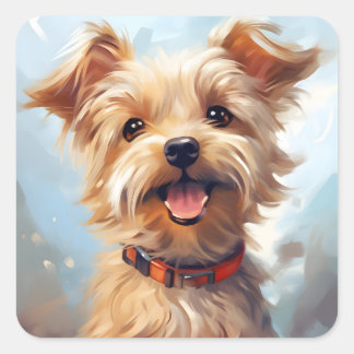 Schattigee Schattige Yorkie Yorkshire Terrier Dog Vierkante Sticker