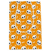 Schattigee schedel & Botten Halloween Patroon Medium Cadeauzakje (Voorkant)