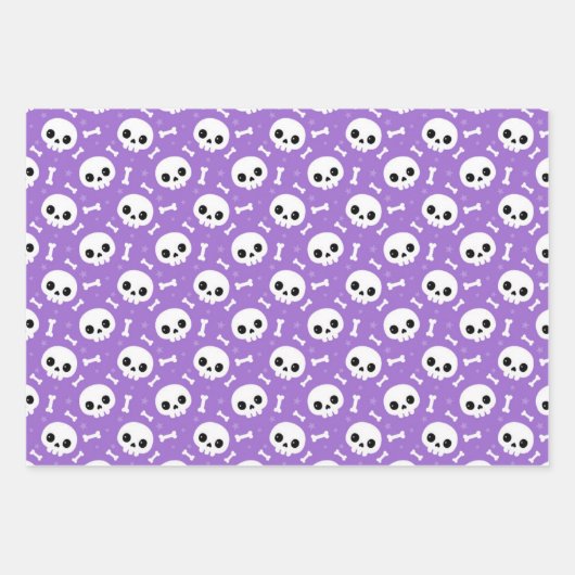 Schattigee schedel en Botten Halloween-patronen Inpakpapier Vel (Voorkant 3)